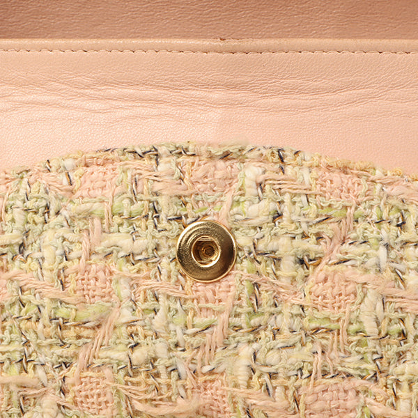 Chanel Around 2006 Made Tweed Classic Flap Chain Bag 25Cm Salmon Pink/Multi