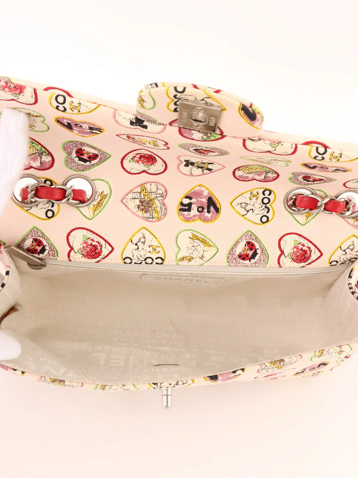 Chanel Around Made Valentine Icon Pattern Turn-Lock Chain Bag Baby Pink/Multi