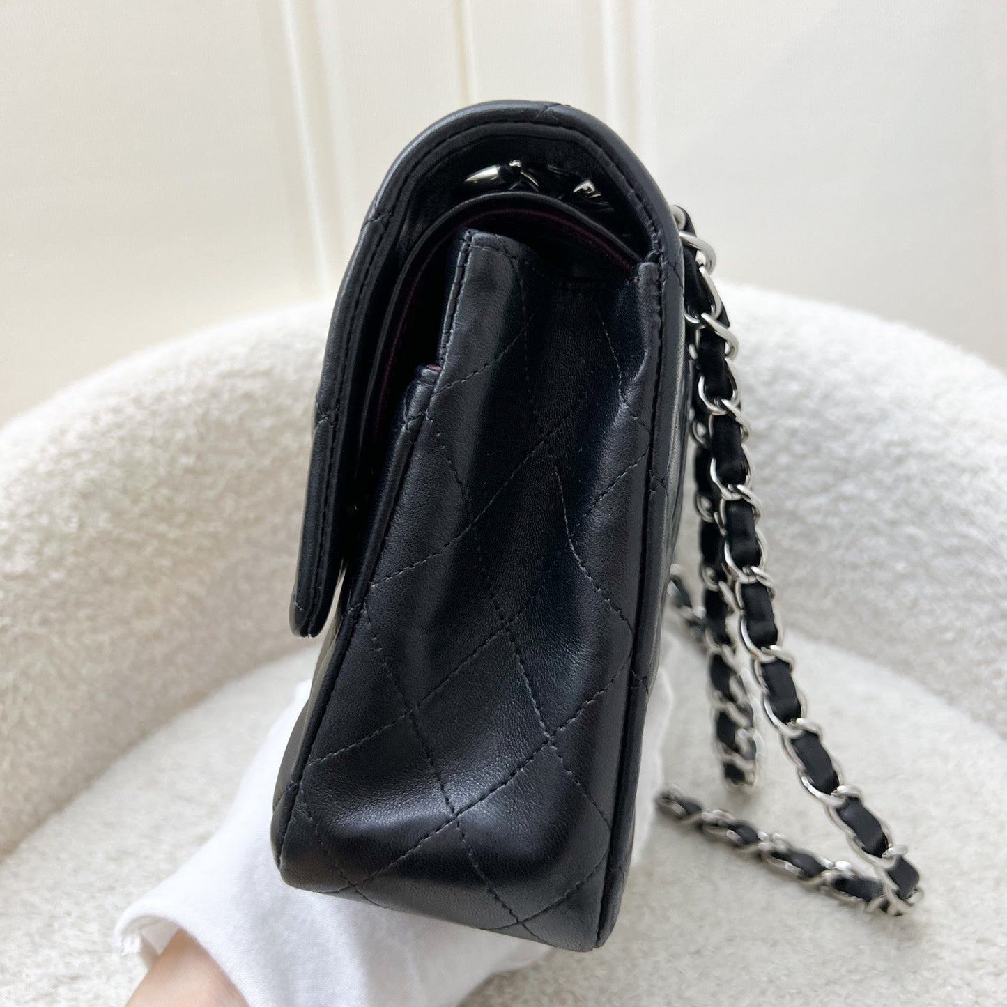 Chanel Medium Classic Flap CF in Black Lambskin and SHW