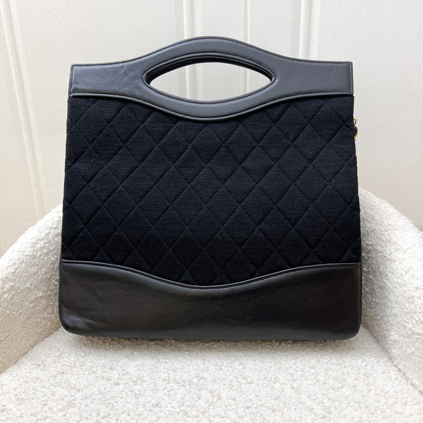 Chanel Large Vintage 31 Bag in Black Fabric and Lambskin and 24K GHW