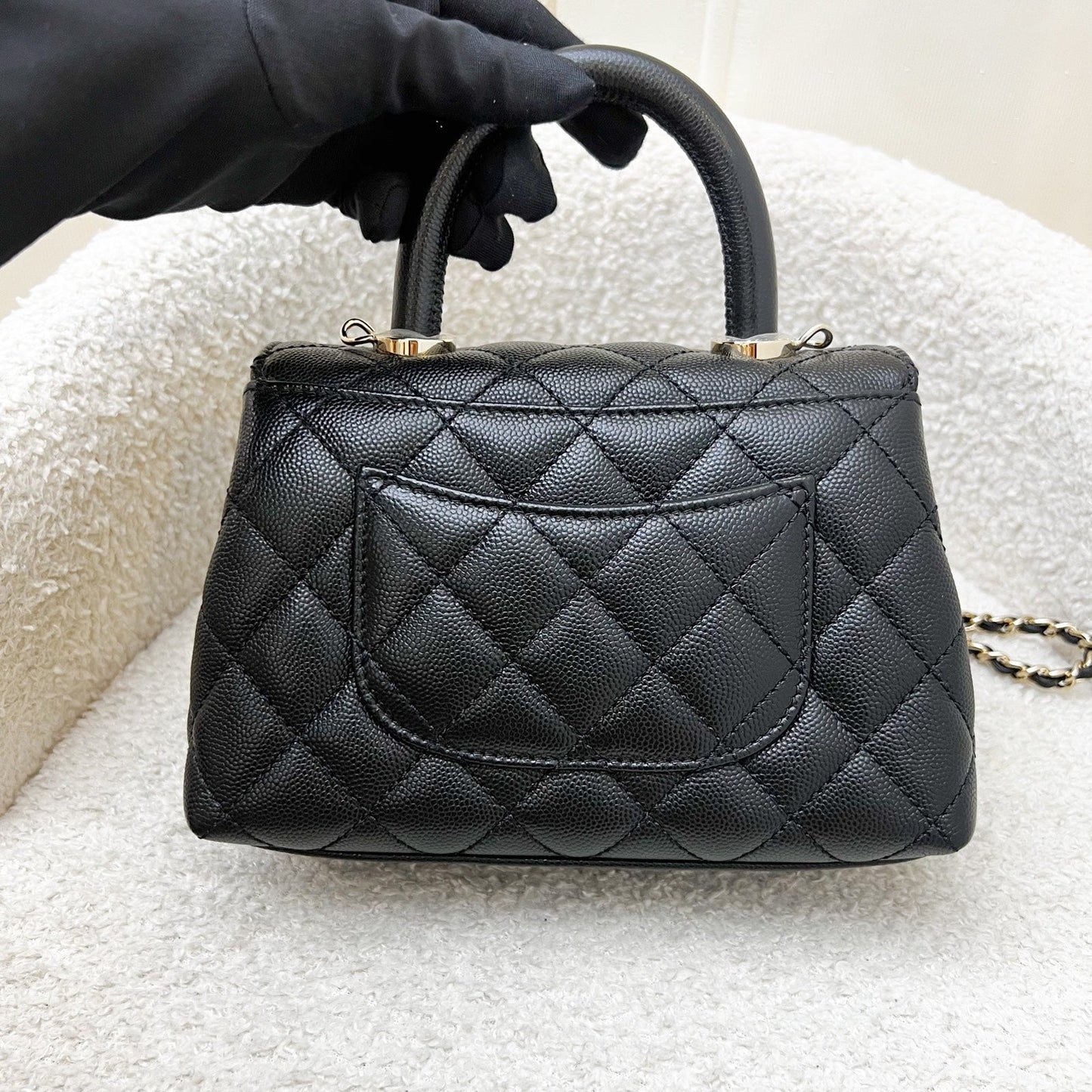 Chanel Mini 19cm Coco Handle Flap in Black Caviar and LGHW (Model: AS2215)
