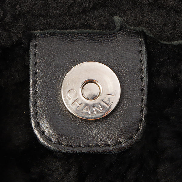 Chanel Around 2005 Made Mouton Cc Mark Stitch Shoulder Bag Black