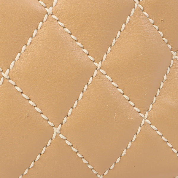 Chanel Around 2003 Made Wild Stitch Cc Mark Plate Shoulder Bag Beige