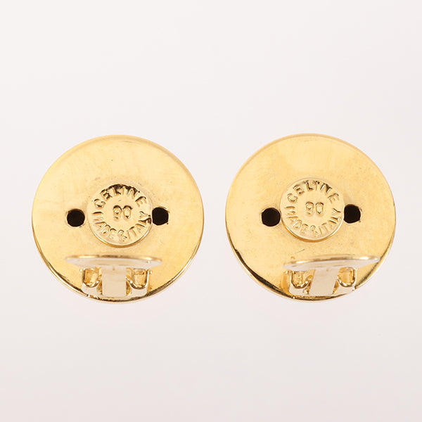 Celine Star Motif Round Logo Earrings