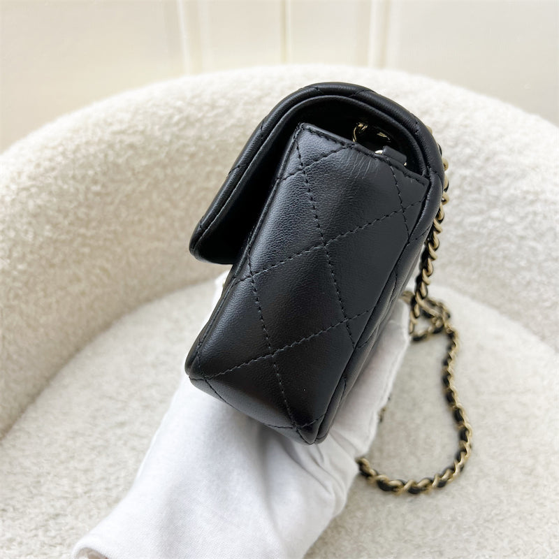 Chanel 24K Extra Mini Rectangle Classic Flap in Black Lambskin and GHW (Model: AS5219)