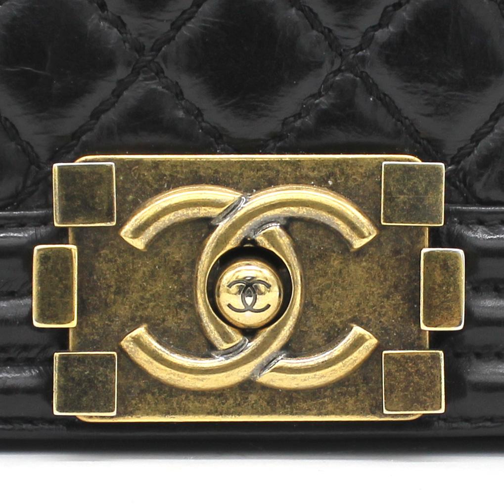 Quilted Glazed Calfskin Medium Boy Bag