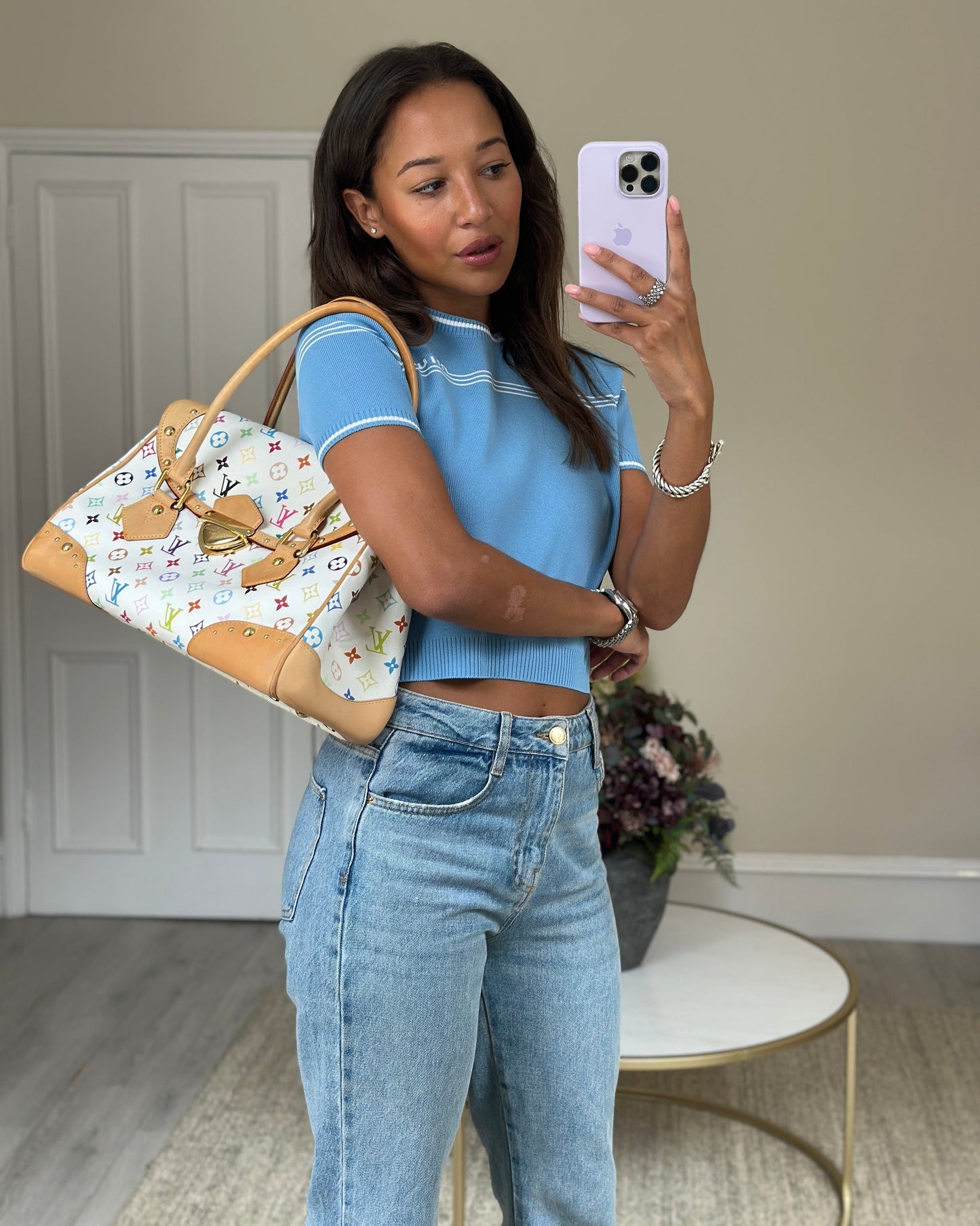 Louis Vuitton Monogram Multicolour Murakami Beverly GM Bag with Gold Hardware