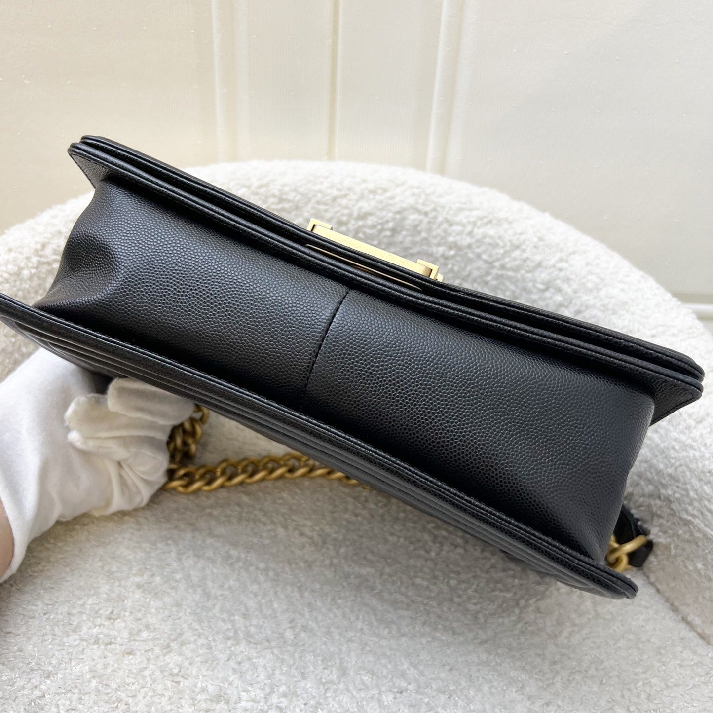 Chanel Medium 25cm Boy Flap in Black Caviar and AGHW