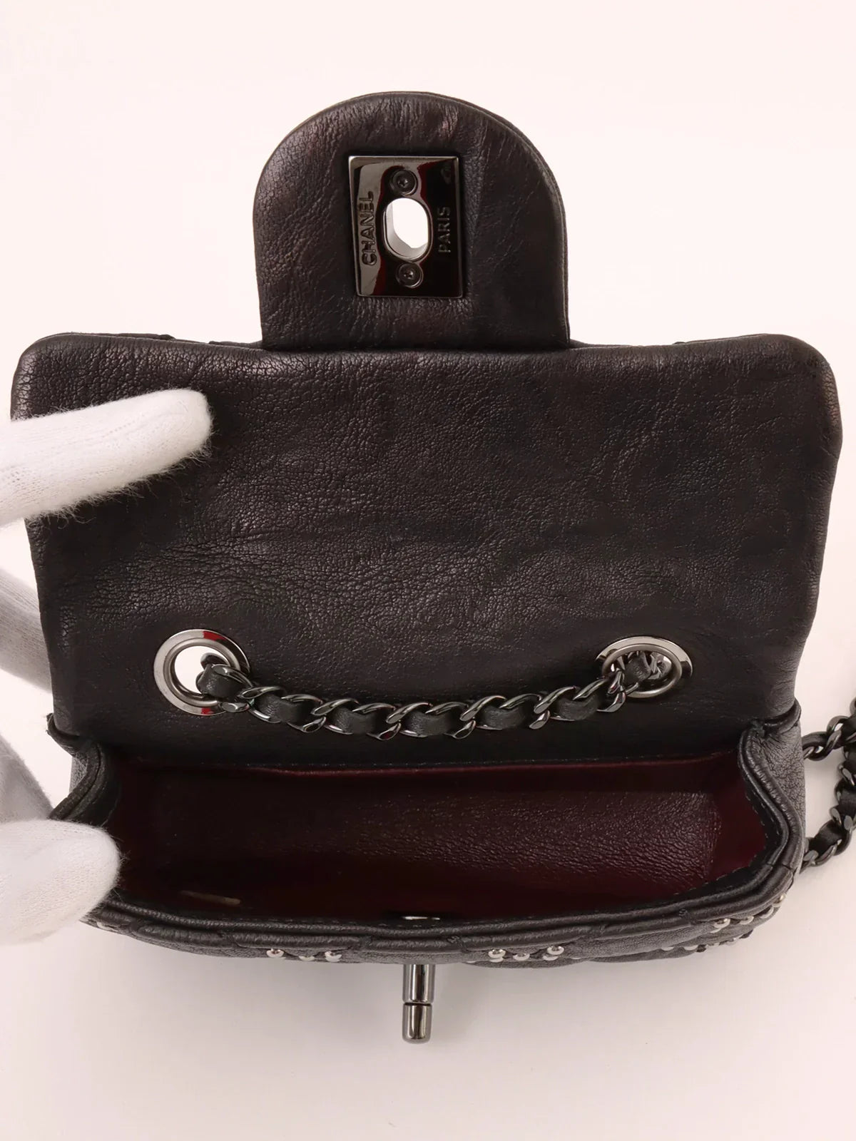 Chanel Around Made Studs Turn-Lock Chain Bag Mini Black