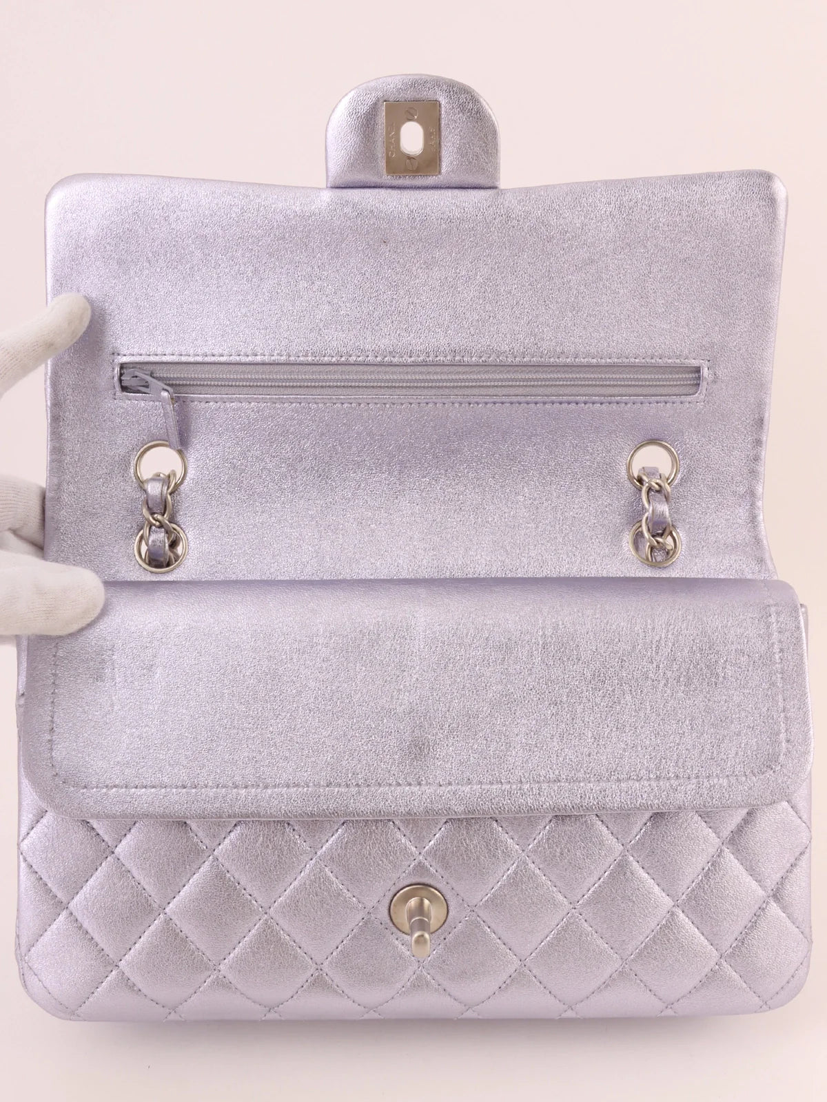 Chanel Around Made Classic New Chain Bag Cm Metallic Light Purple