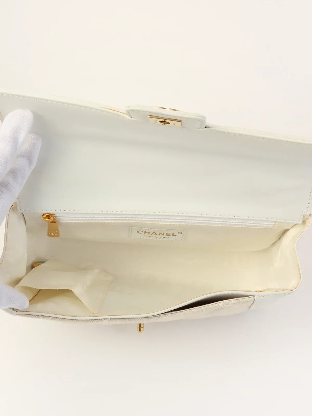 Chanel Around Made Wild Stitch Turn-Lock Top Handle Bag Ivory/White
