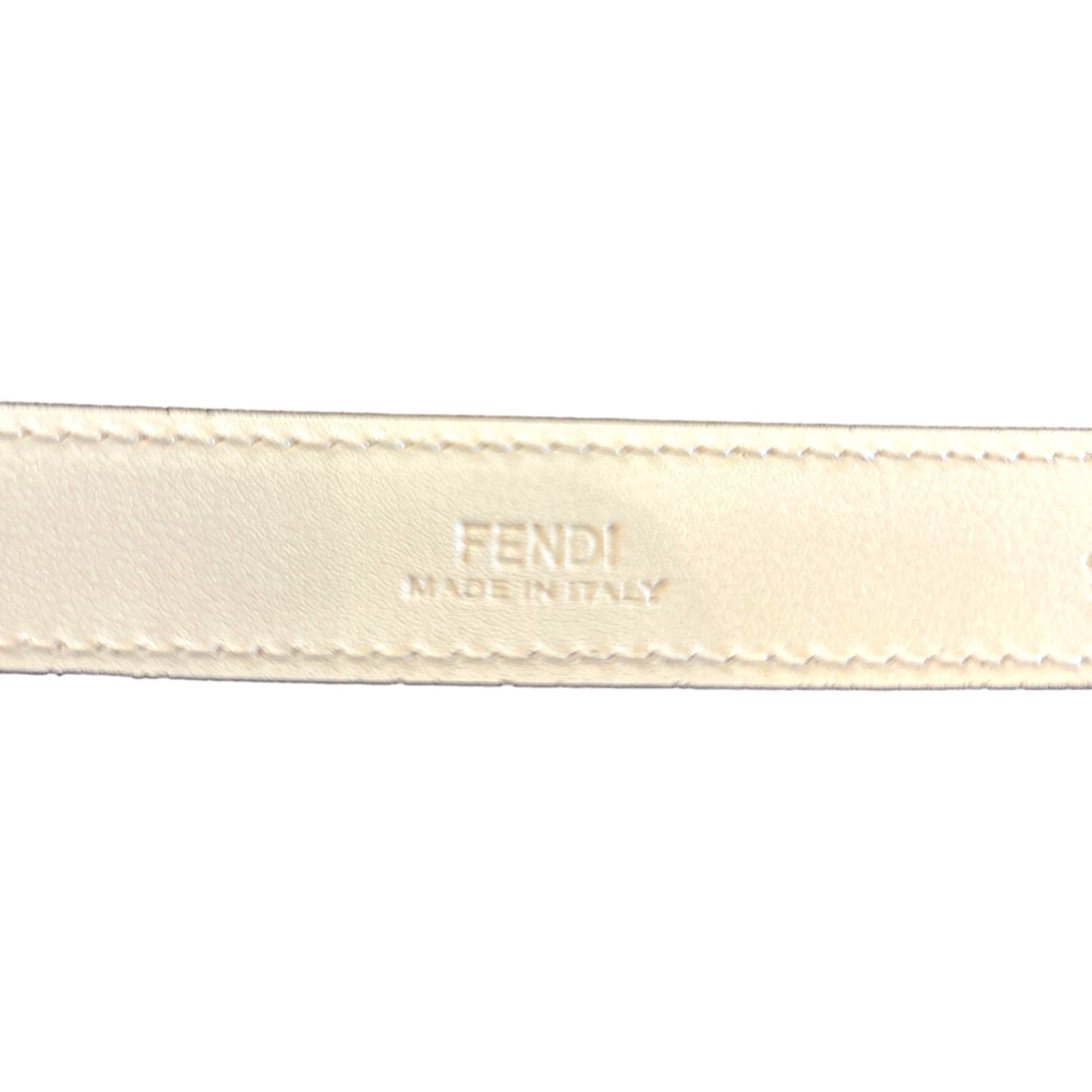 Fendi FF Studded Skinny Ivory Latte Belt Size 90
