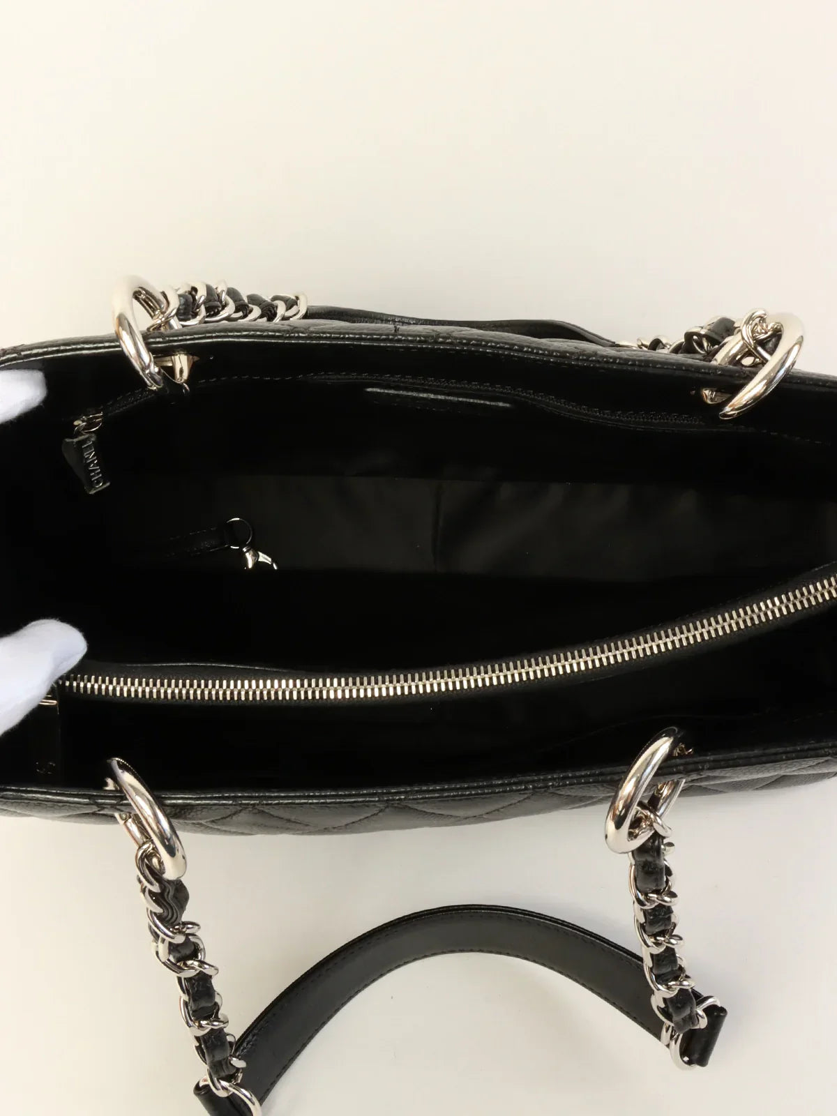 Chanel Around Made Caviar Skin Cc Mark Stitch Chain Tote Bag Black