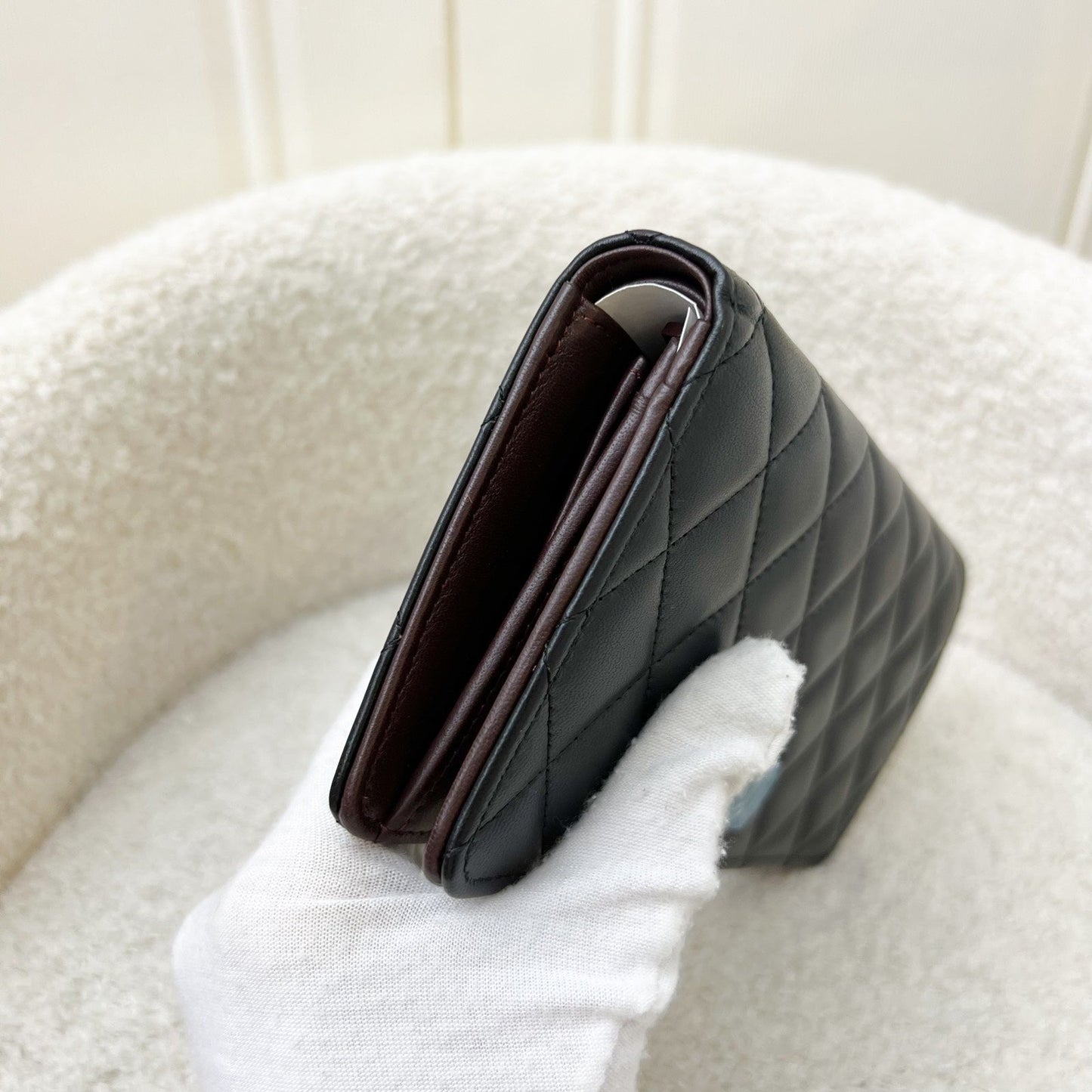 Chanel Yen Bifold Long Wallet in Black Lambskin and SHW