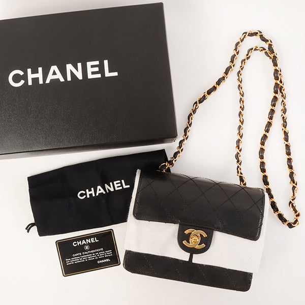Chanel Around 1998 Made Caviar Skin Classic Flap Chain Bag Mini Black