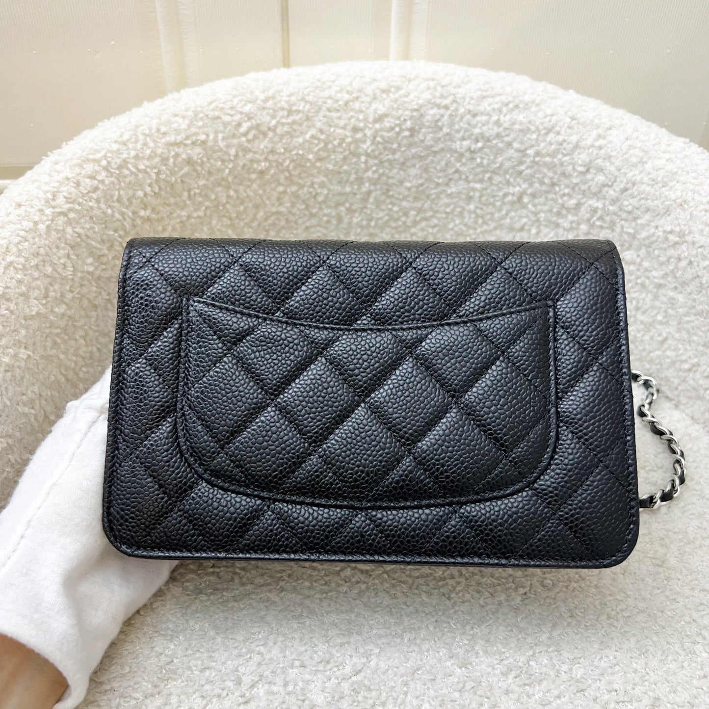 Chanel Classic Wallet on Chain WOC in Black Caviar and SHW