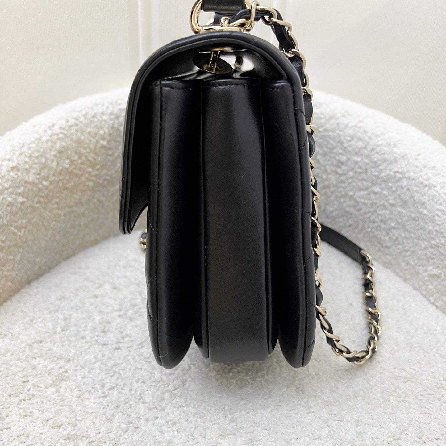 Chanel Small Trendy CC Top Handle Flap in Black Lambskin LGHW (Model: A92236)