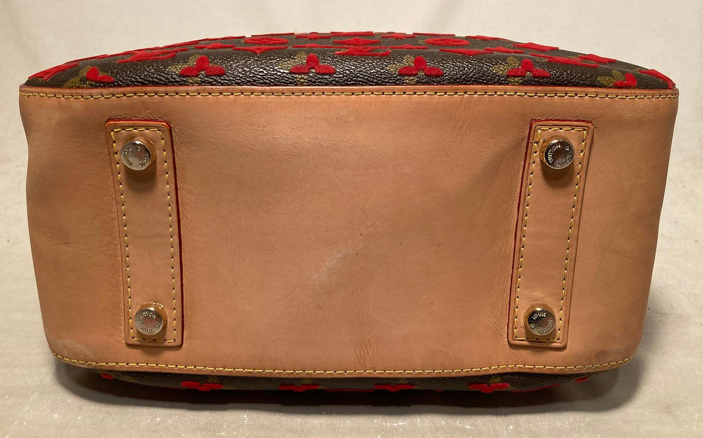 LOUIS VUITTON Limited Edition Rouge Monogram Tuffetage Deauville Cube Bag