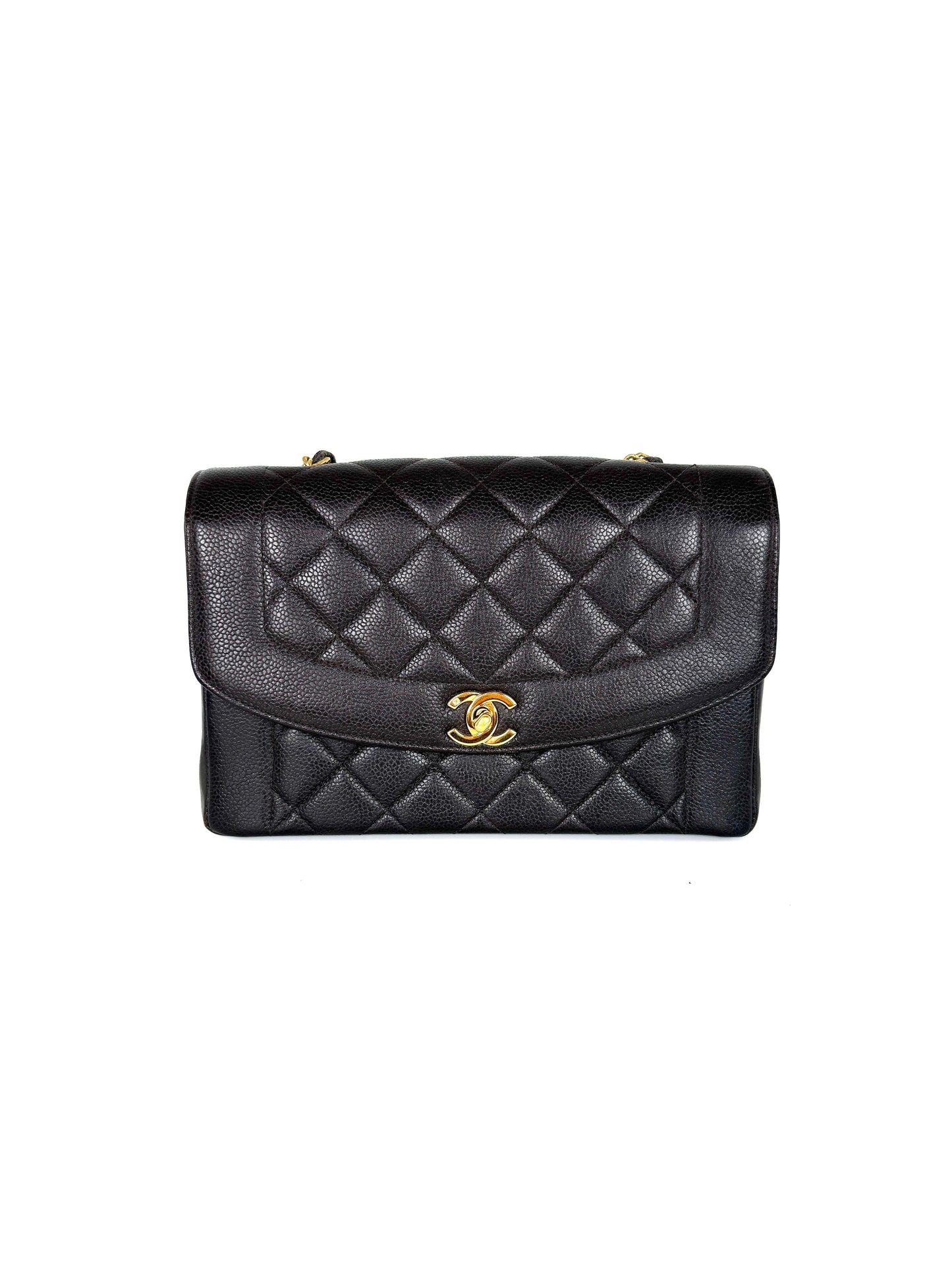 Vintage CHANEL Diana Medium Brown Caviar Quilted Leather Crossbody Flap Bag