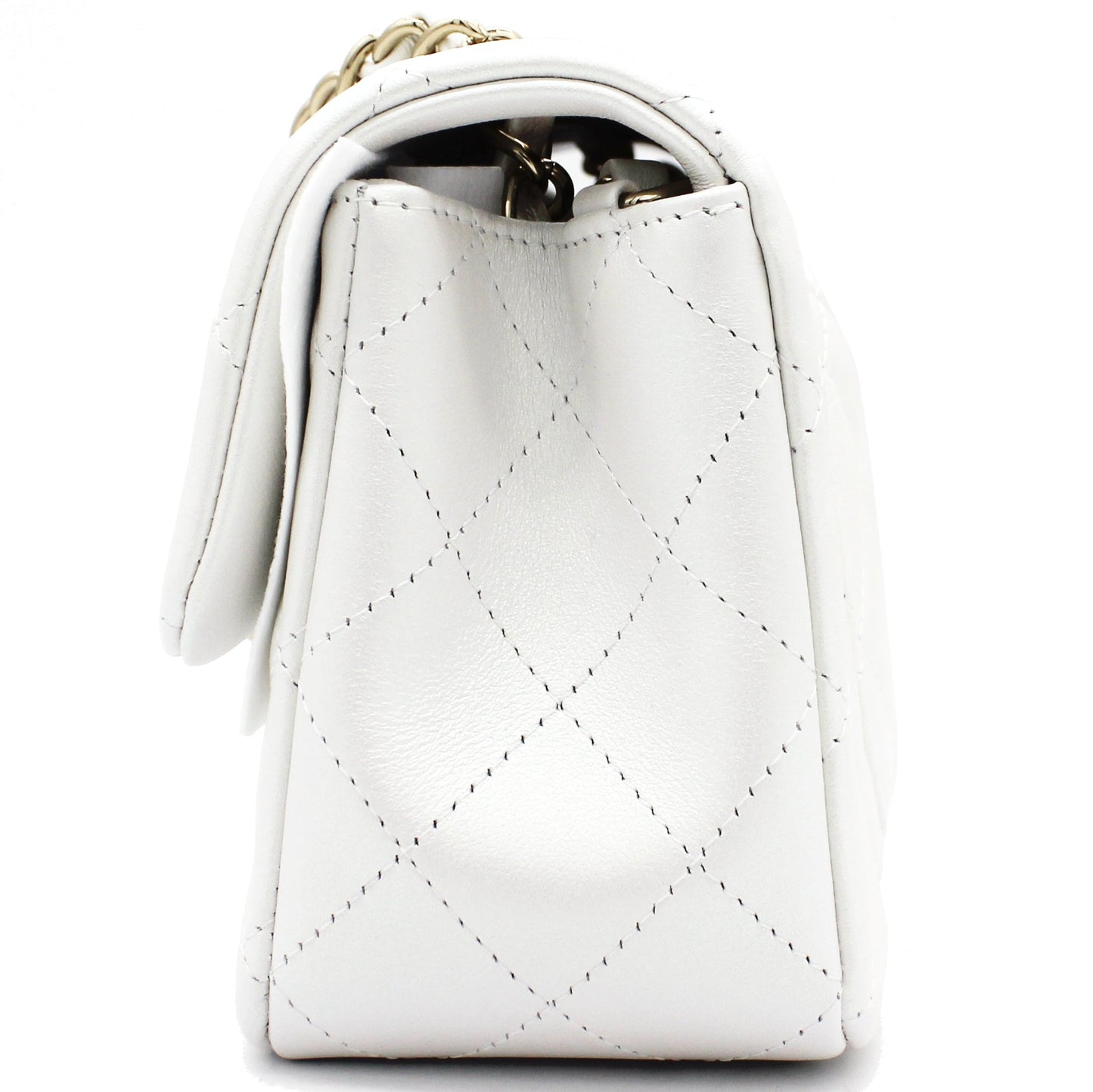 Mini Rectangular Flap Pearl White Calfskin