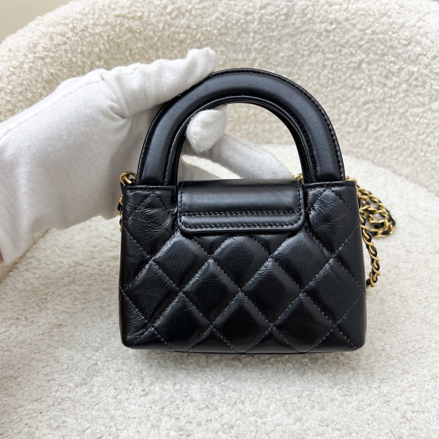 Chanel Micro Kelly (Nano) Bag in Black Calfskin and AGHW