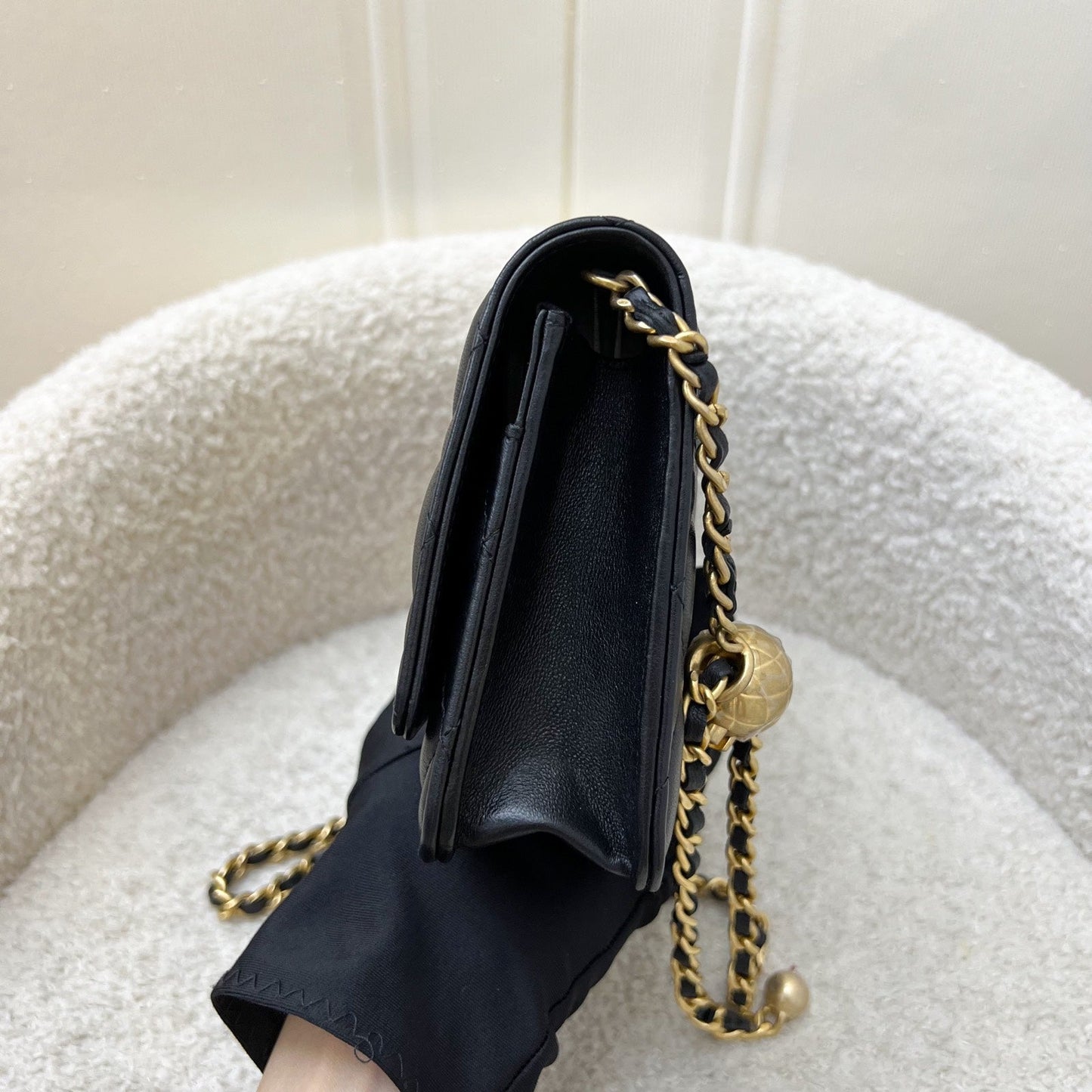 Chanel Pearl Crush Wallet on Chain WOC in Black Lambskin and AGHW (Model: AP1450)