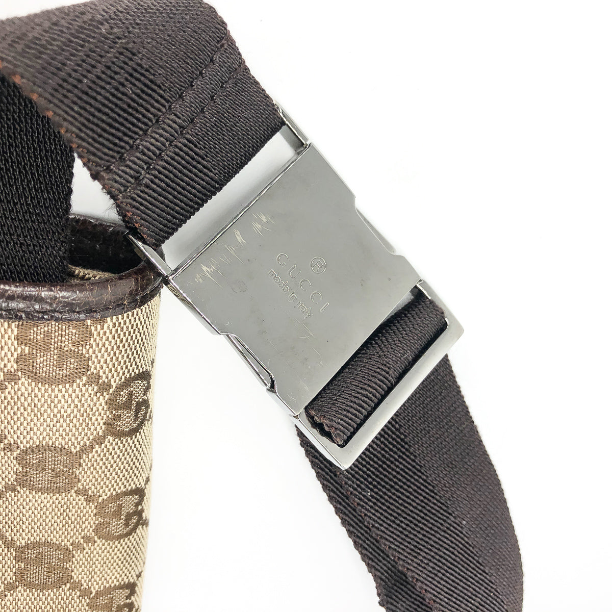 Gucci GG Monogram Waist Bag with Silver Front Clasp
