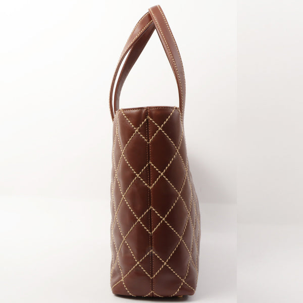 Chanel 2003 Made Wild Stitch Coco Mark Plate Big Tota Bag Brown