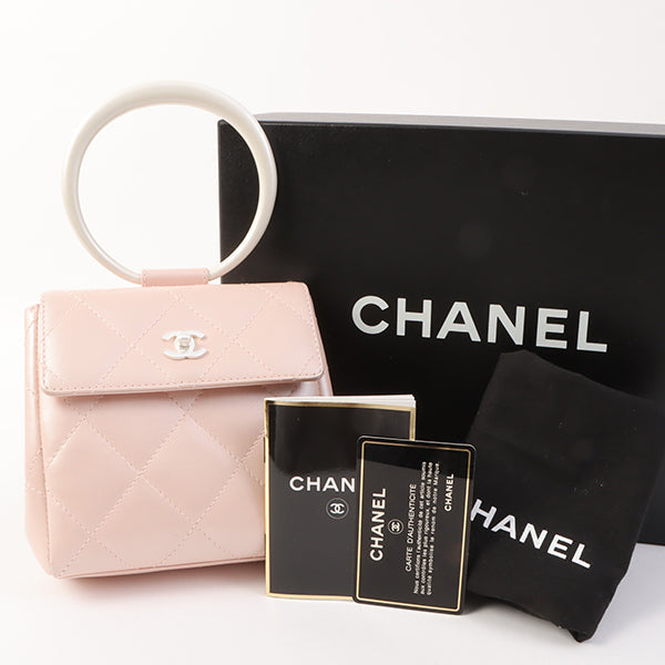 Chanel Around 2000 Made Turn-Lock Mini Top Handle Bag Pearl Pink