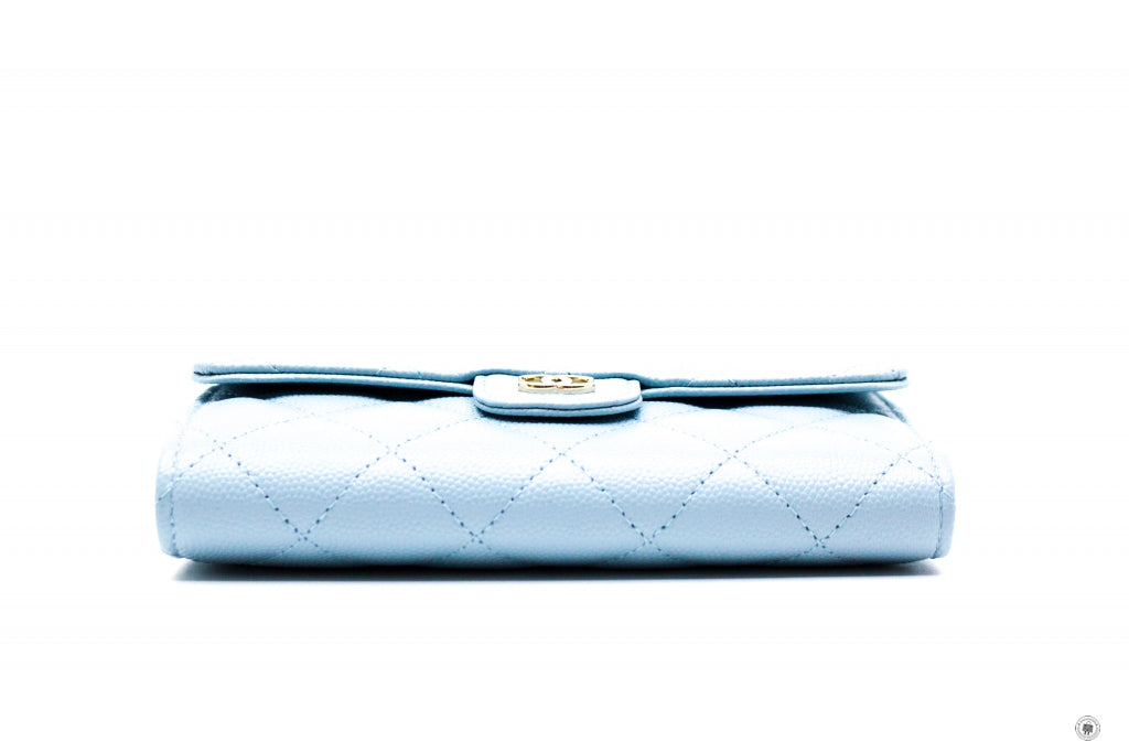 Chanel AP0232Y33352 Classic Flap Wallet Baby Blue NG752 Caviar Short Wallet Shw
