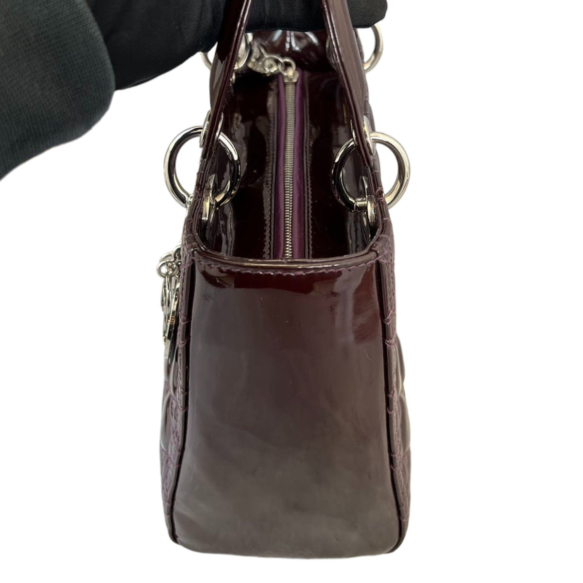 Lady Dior Medium Patent Cannage Purple SHW
