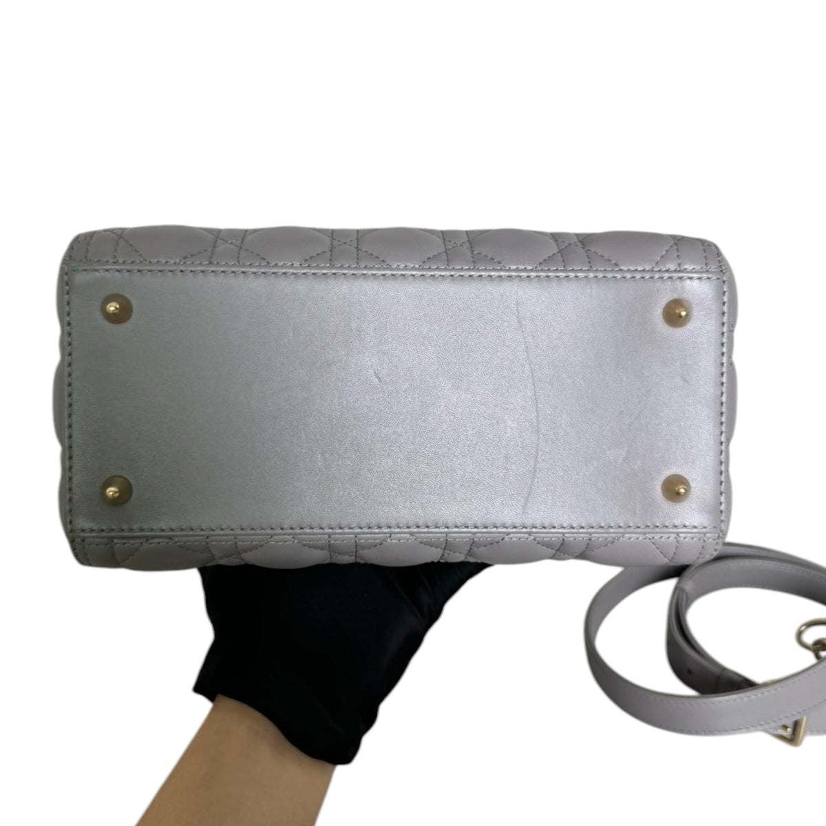 Lady Dior Medium Lambskin Cannage Grey LGHW