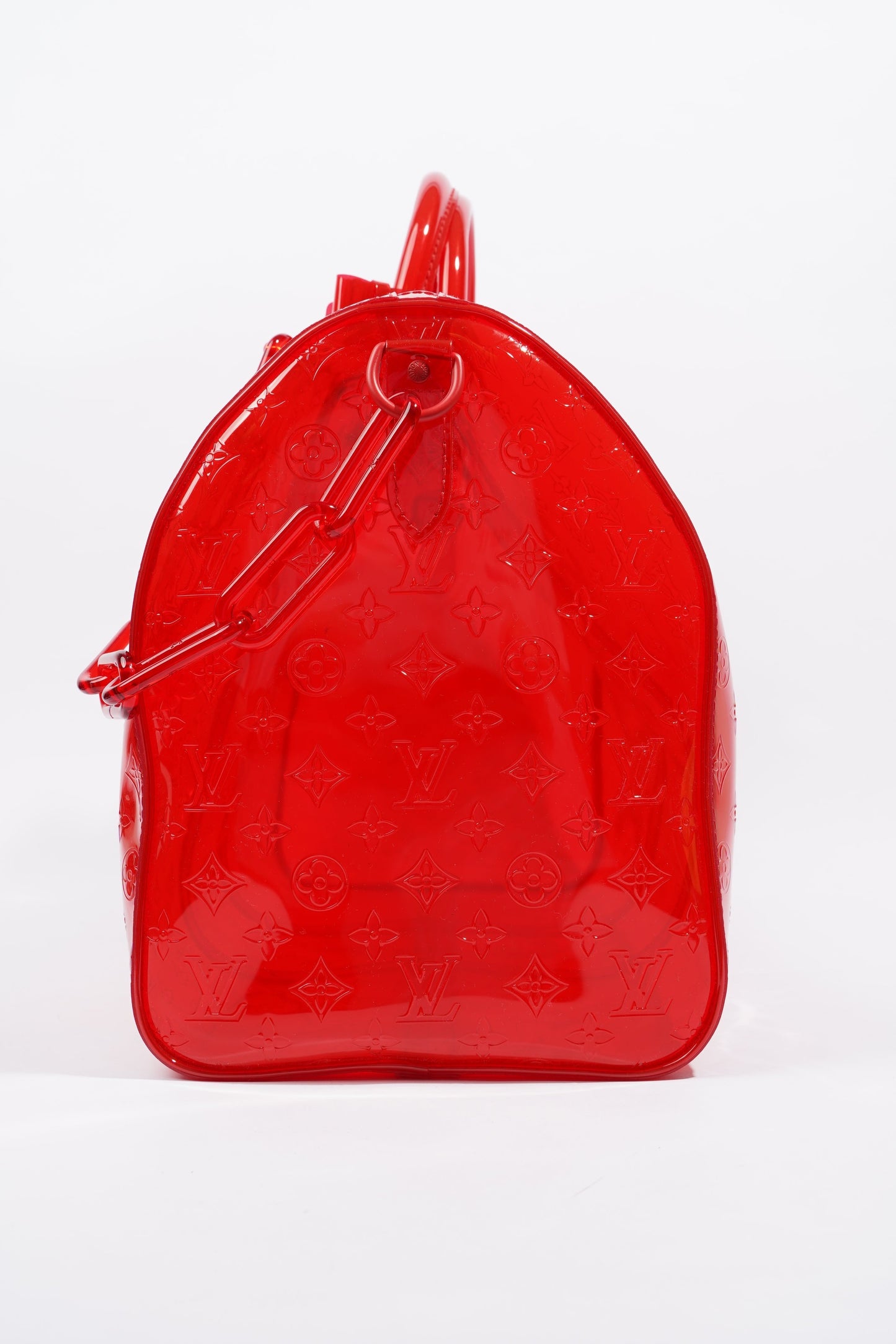 Louis Vuitton Transparent Keepall Bandouliere Virgil Abloh Red PVC 50cm