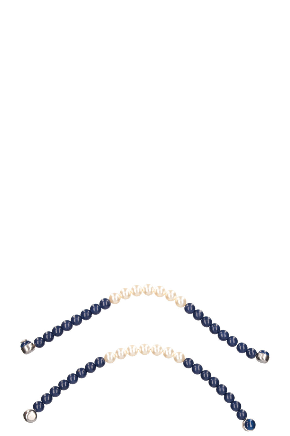 CHANEL Magnetic Earclips Pearls Blue White