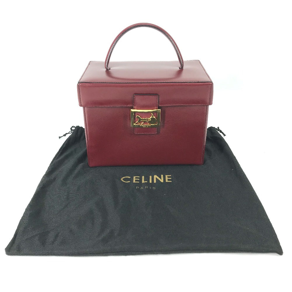 CELINE Handbag leather Bordeauxtype vintage Vanity Carriage Metal Women Secondhand