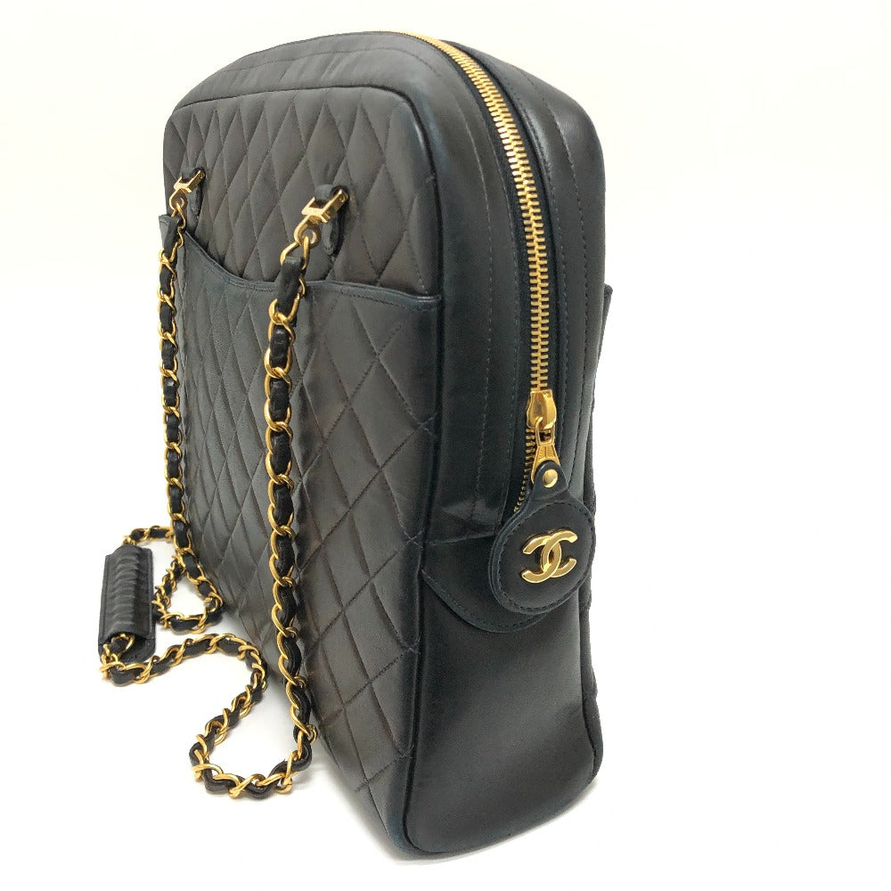 CHANEL Shoulder Bag leather black WChain Matrasse quilting Women Used