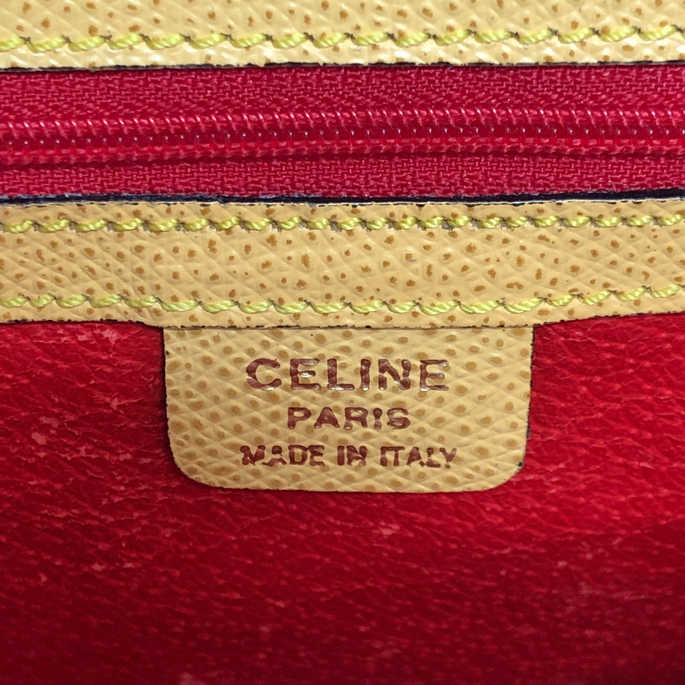 CELINE Shoulder Bag leather Yellow beige type Vintage Bowling 2WAY Shoulder Crossbody Bag Women Used