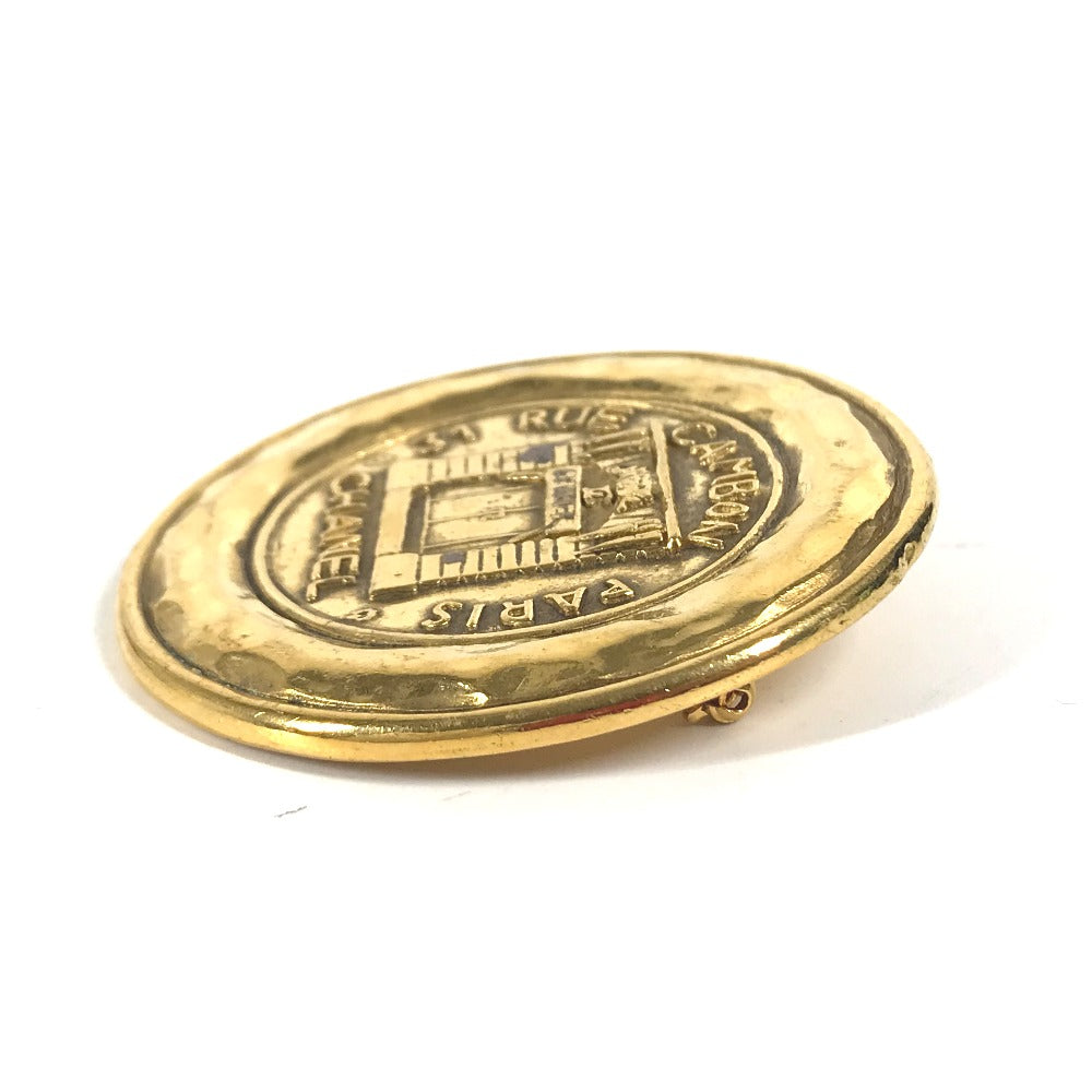 CHANEL Brooch metal gold Vintage round logo Women Used