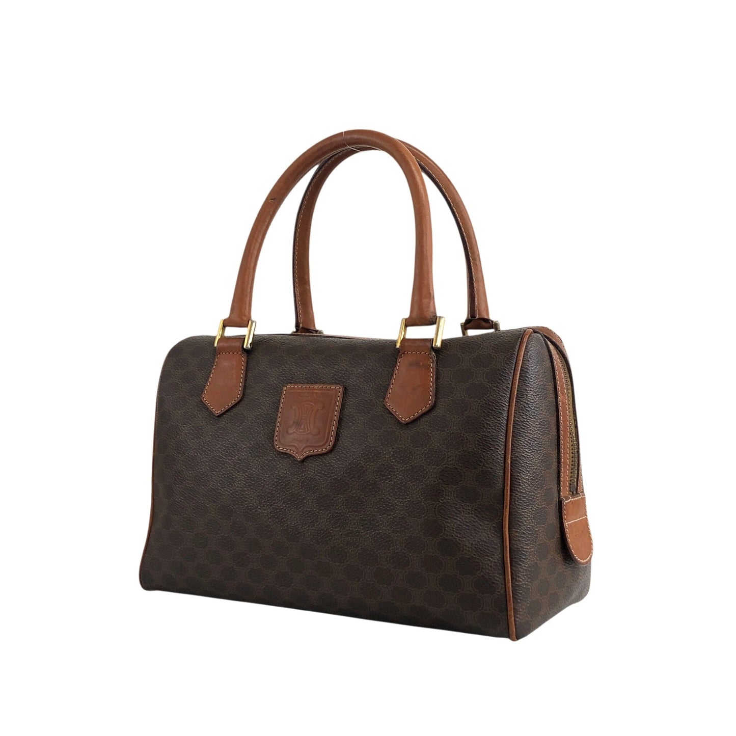 CELINE Small Boston bag Handbag Brown Vintage akh2uk