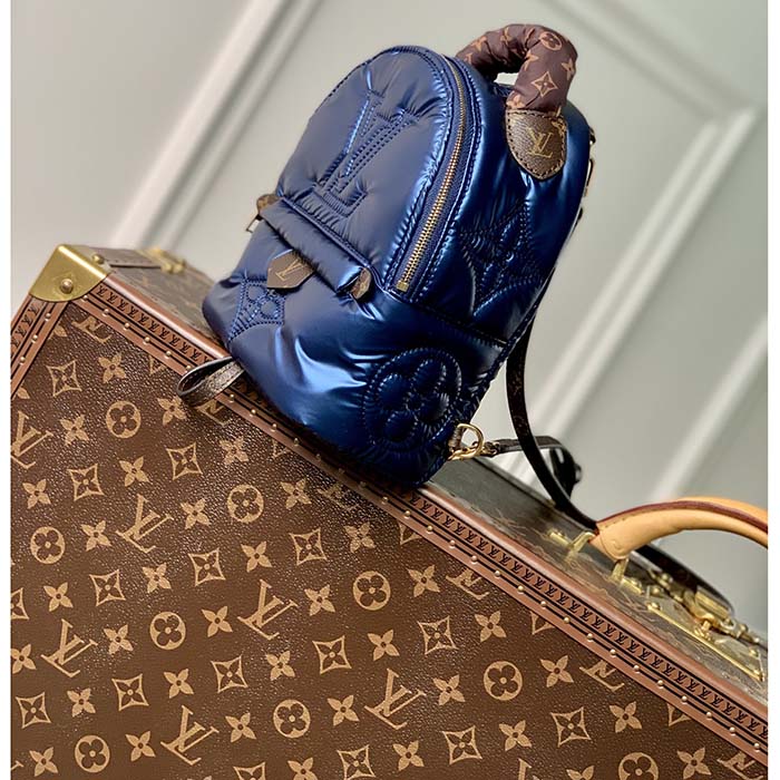 Louis Vuitton LV Unisex Pillow Palm Springs Mini Backpack Navy Blue Recycled Metallic Nylon
