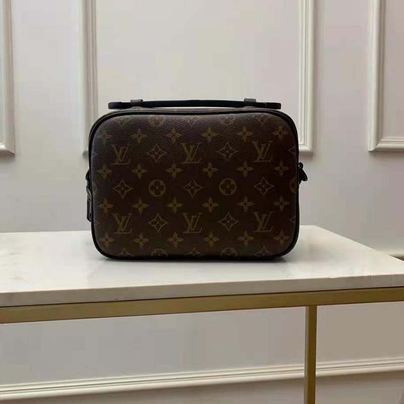 Louis Vuitton LV Unisex S Lock Messenger in Brown Monogram Macassar Coated Canvas