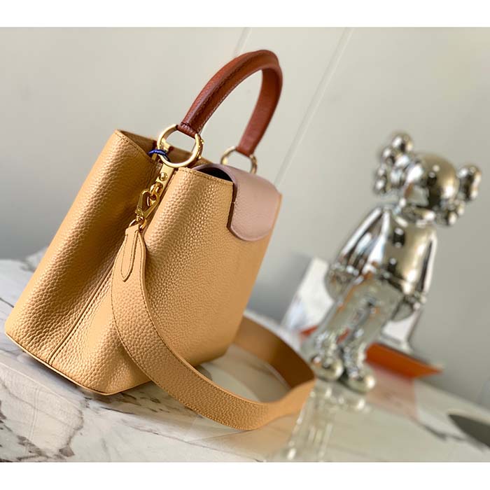 Louis Vuitton LV Women Capucines MM Handbag Beige Brown Taurillon Leather