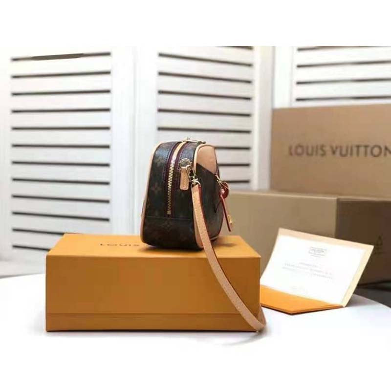 Louis Vuitton LV Women Deauville Mini Handbag Monogram Coated Canvas-Brown