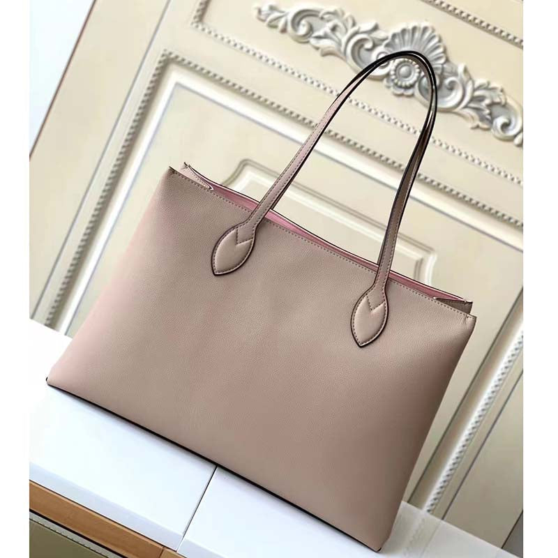 Louis Vuitton LV Women Lockme Shopper Beige Greige Grained Calf Leather