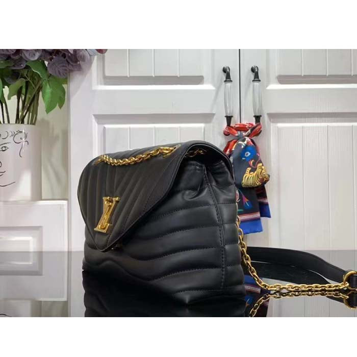 Louis Vuitton LV Women New Wave Chain Bag GM Black Quilted Smooth Calf Leather