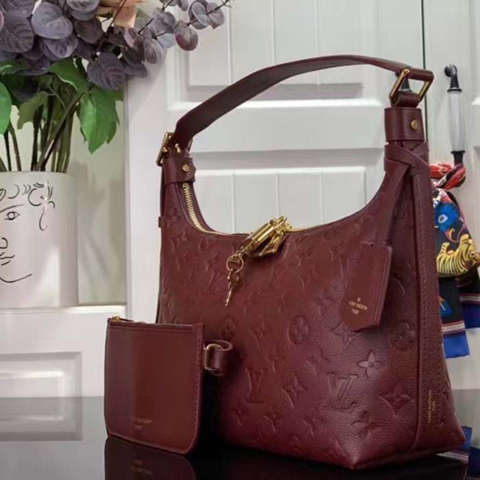 Louis Vuitton LV Women Sac Sport Wine Red Monogram Empreinte Embossed Grained Cowhide Leather