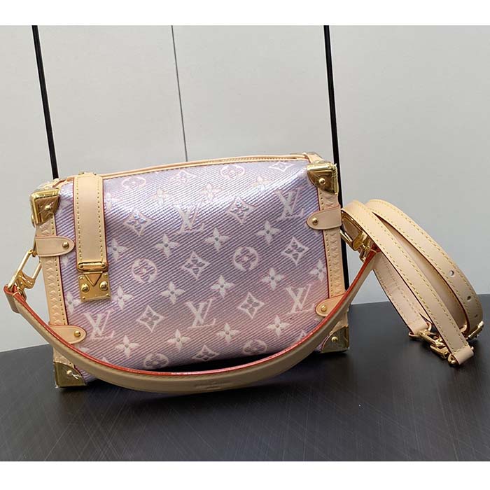 Louis Vuitton LV Women Side Trunk Rose Monogram Coated Canvas Cowhide Leather