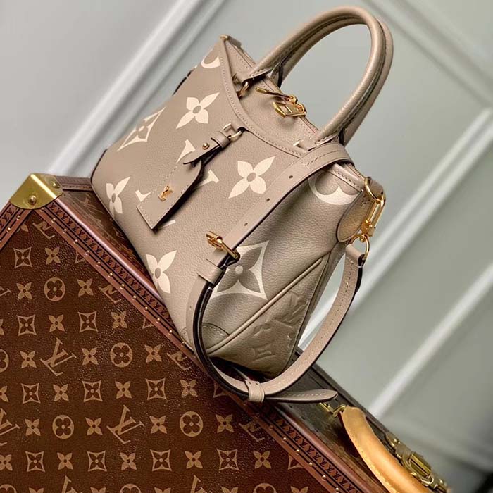 Louis Vuitton LV Women Trianon PM Bag Beige Embossed Grained Cowhide Leather