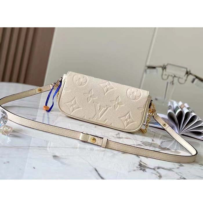 Louis Vuitton Women LV Wallet On Chain Ivy Cream Monogram Embossed Supple Grained Cowhide Leather