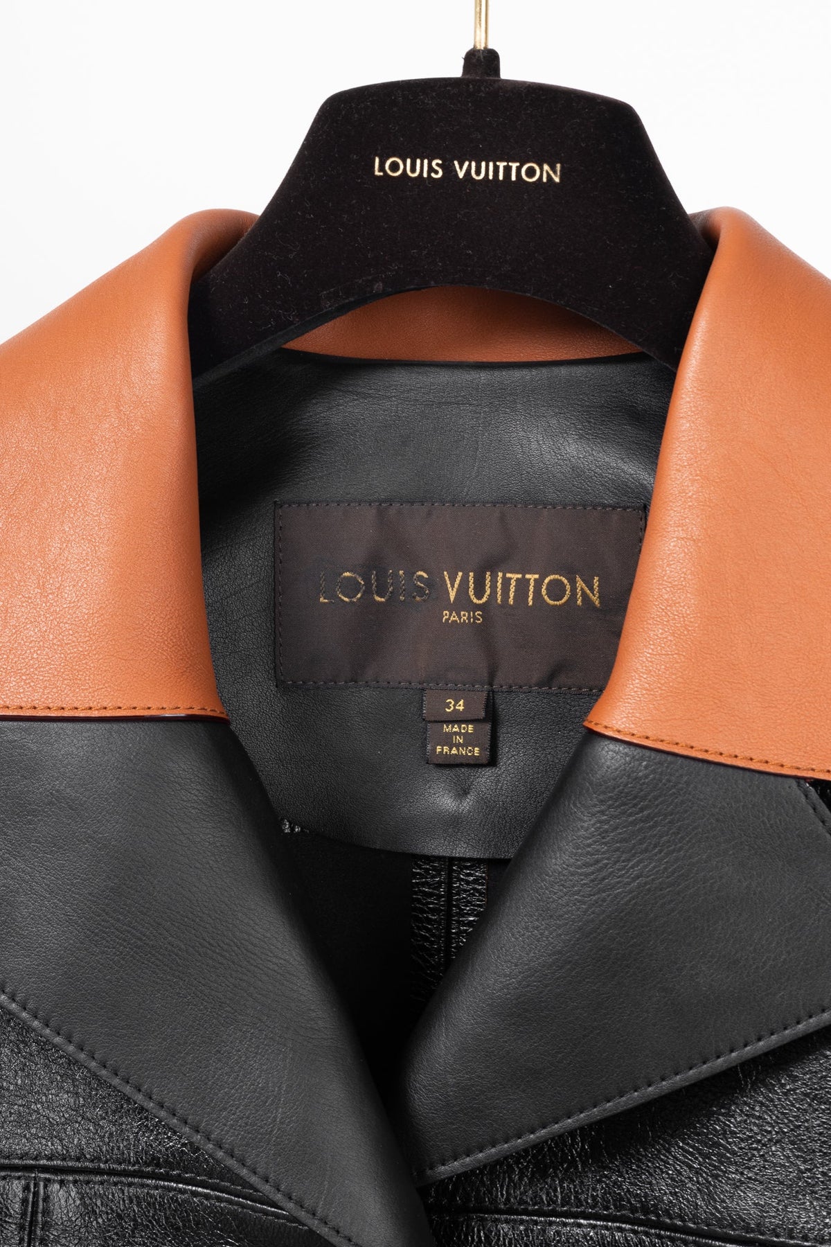 Louis Vuitton AW/14 Runway Black Calfskin Leather Snap Coat
